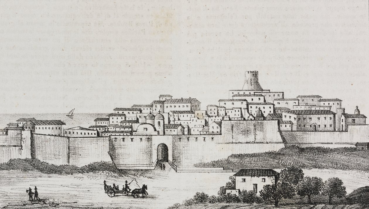 Crotone'nin görünümü, Calabria, İtalya, Poliorama Pittoresco'dan Salvatore Puglia tarafından litografi, n 12, 26 Ekim by Salvatore Puglia