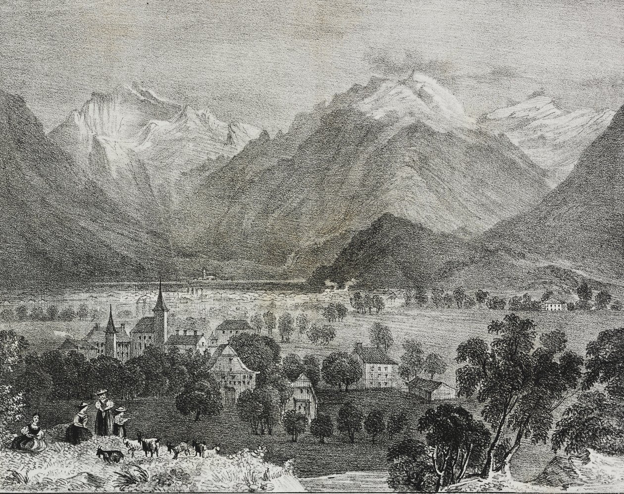 Interlaken'in görünümü, İsviçre, Poliorama Pittoresco'dan Salvatore Puglia tarafından litografi, n 36, 16 Nisan by Salvatore Puglia