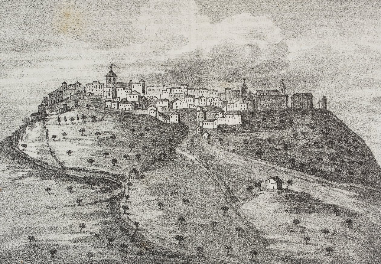 Montefuscolo'nun görünümü, bugün Montefusco, Campania, İtalya, Poliorama Pittoresco'dan Salvatore Puglia tarafından litografi, n 41, Mayıs 20 by Salvatore Puglia