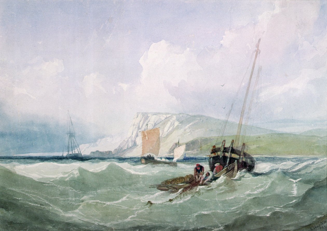 Eastbourne açıklarında balıkçı tekneleri by Samuel Austin