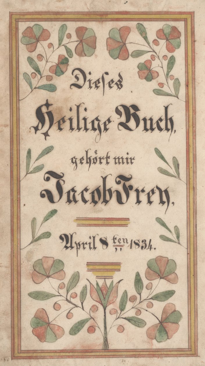 Jacob Frey, 1834 için Bookplate (kağıt üzerinde mürekkep ve renk) by Samuel Bentz