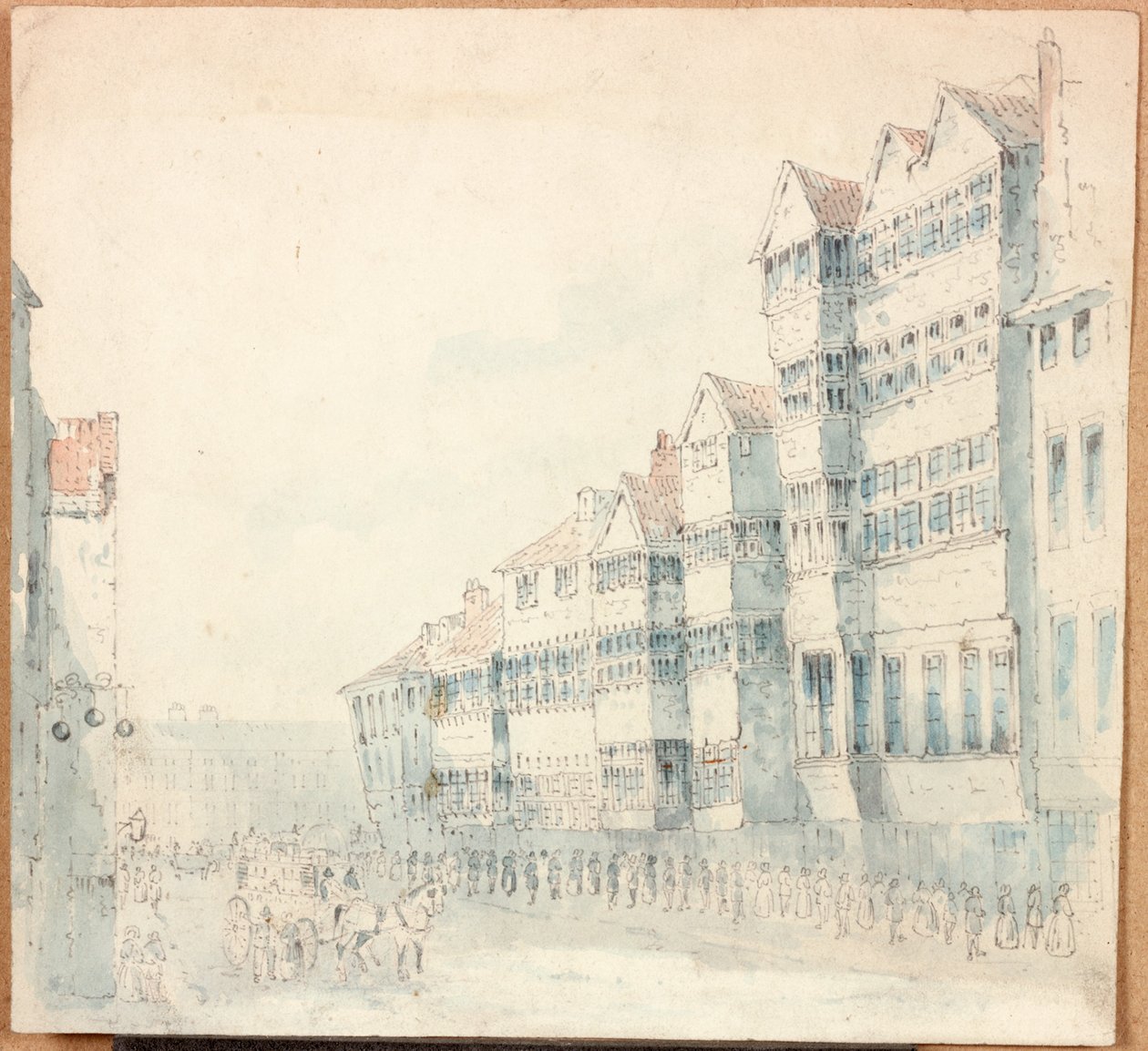 Sokak Manzarası, 1843 (kağıt üzerinde kalem ve tuvalet) by Samuel Bilston