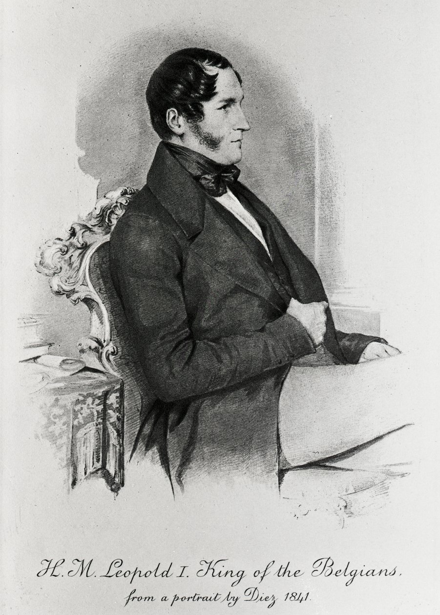 Leopold I, King of the Belgians, after a portrait of 1840  by Samuel Diez