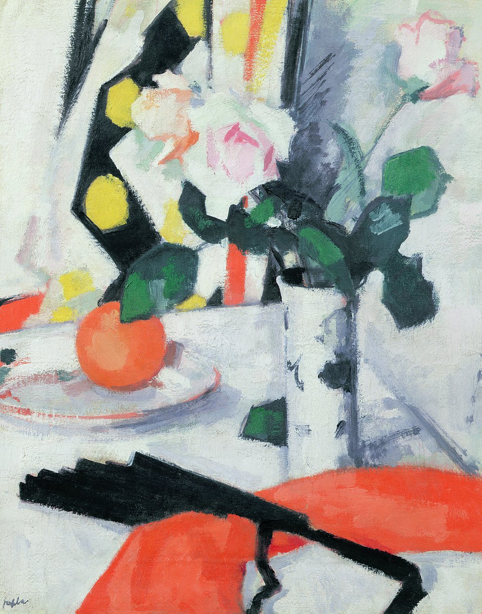 Natürmort: Çin Vazoda Siyah Yelpazeli Güller, 1924 by Samuel John Peploe
