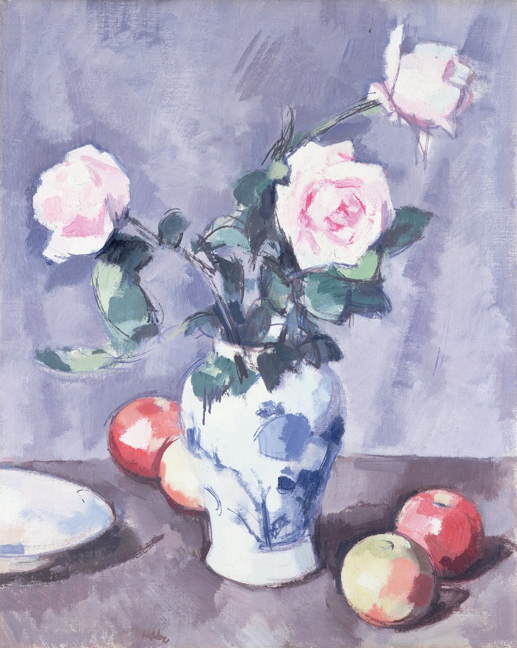 Mavi Beyaz Vazoda Gül Natürmort by Samuel John Peploe