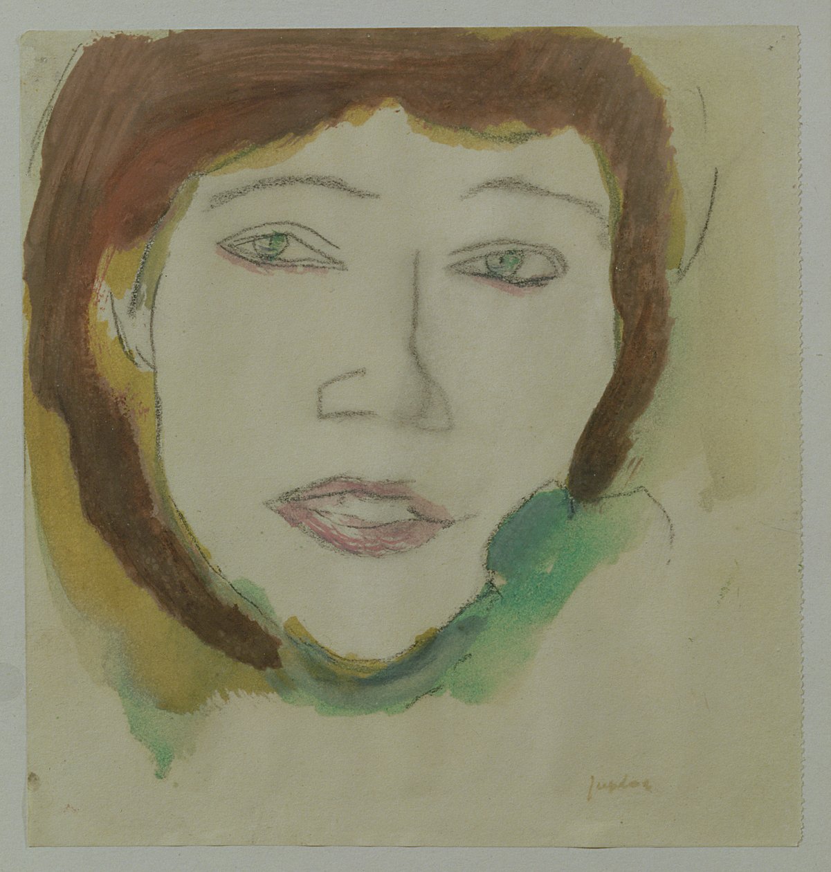 The Artists Wife, Margaret, c.1906 (kağıt üzerine kalem ve yağlı boya) by Samuel John Peploe