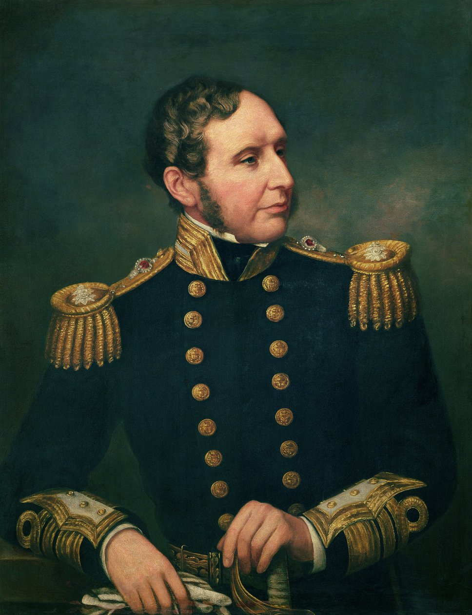 Koramiral Robert Fitzroy (1805-65) Amiral Fitzroy, Charles Darwin ile birlikte 1834-36 Güney Amerika seferini yönetti by Samuel Lane