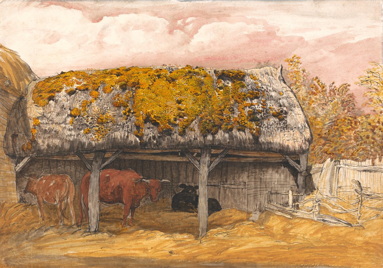 Yosunlu Çatılı Bir İnek Köşkü by Samuel Palmer