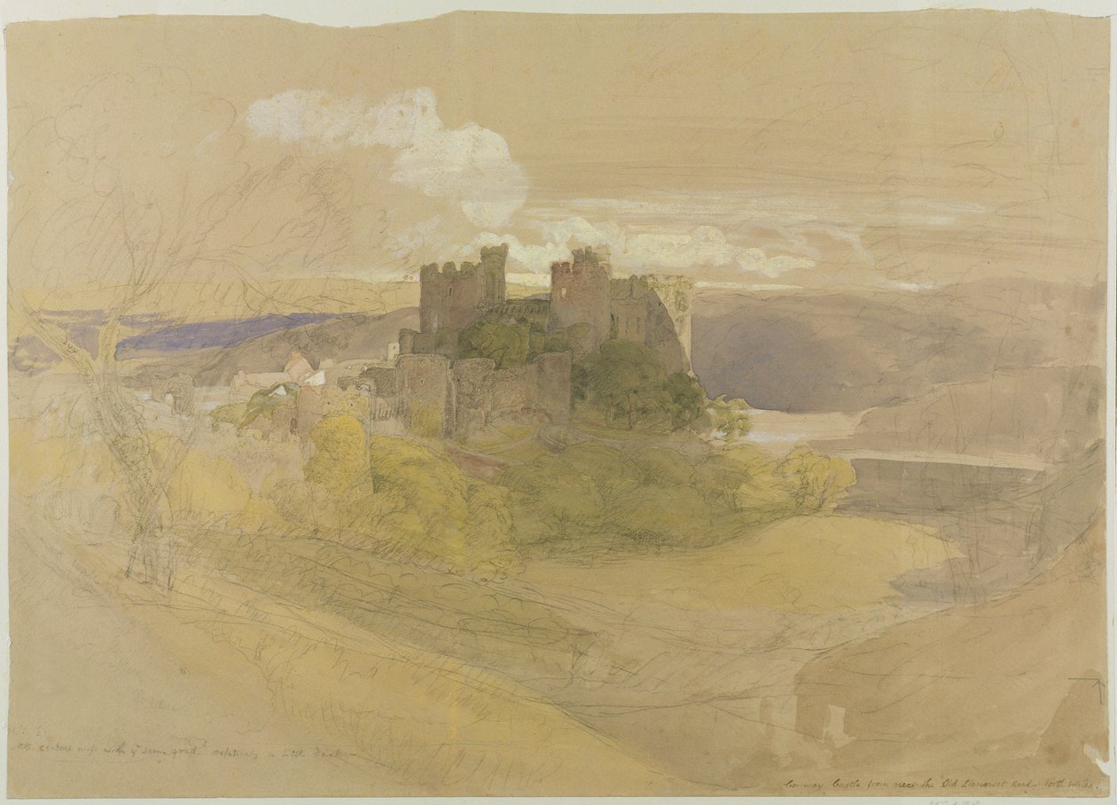 Conway Castle (Kart üzerine monte edilmiş kağıt üzerine grafit, wc ve guaş) by Samuel Palmer