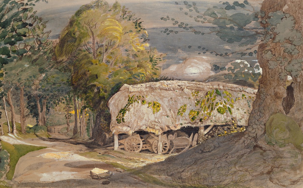 Barn, Shoreham ile manzara by Samuel Palmer