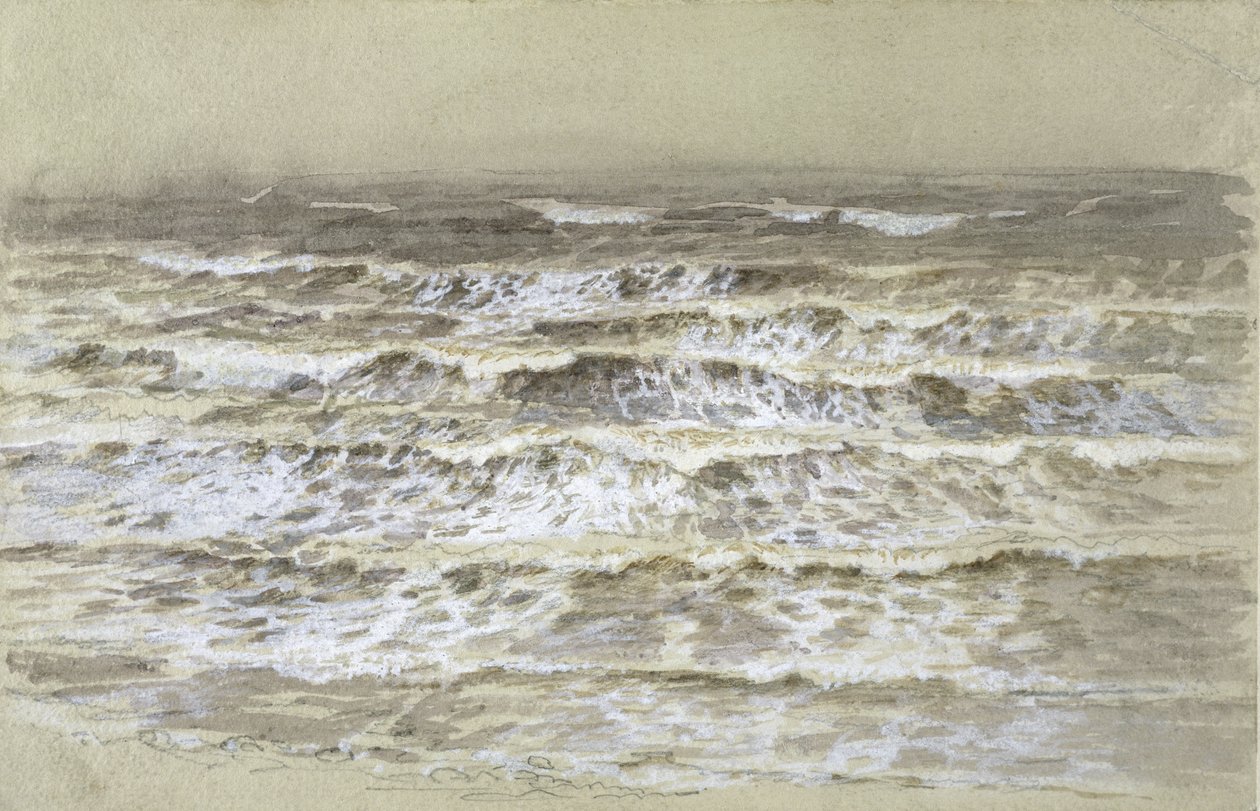 Dalgaların Çalışması (gri ve kahverengi yıkama, kağıt üzerinde guaj ve grafit) by Samuel Palmer