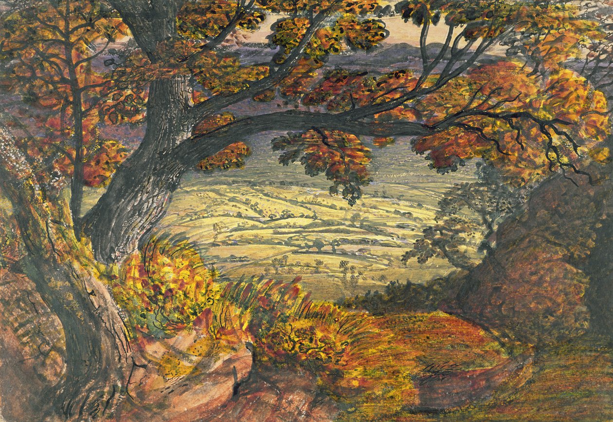 The Weald of Kent, c.1827-28 (kağıt üzerinde wc ve guaj) by Samuel Palmer