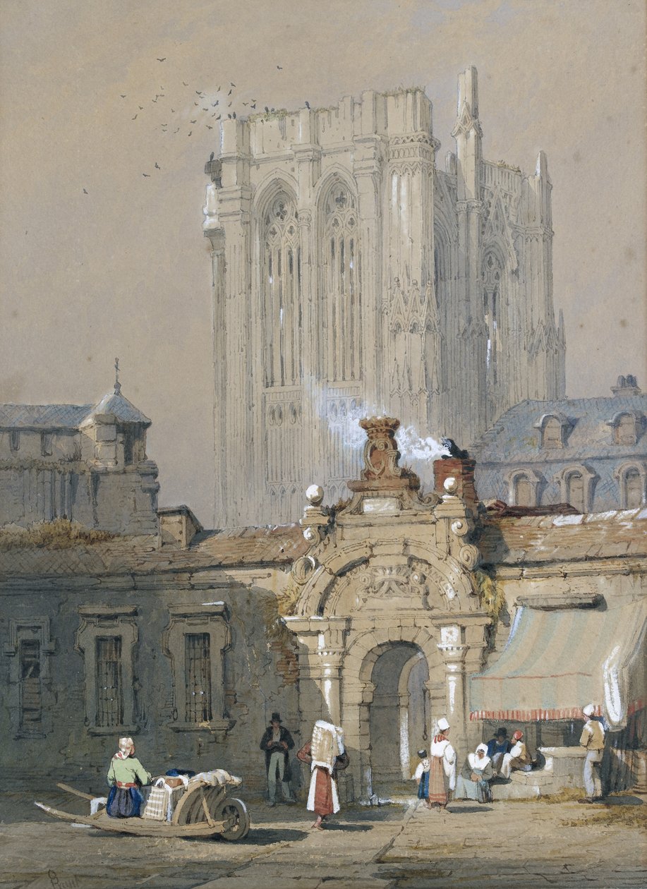Eski Kule, Köln Katedrali (beyaz gövde rengiyle yükseltilmiş sulu boya) by Samuel Prout