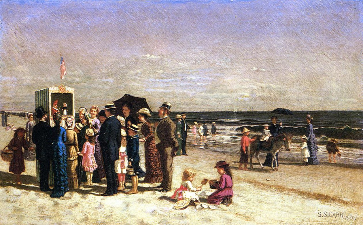 Kumsalda Punch und Judy, Coney Adası, 1880 by Samuel S. Carr