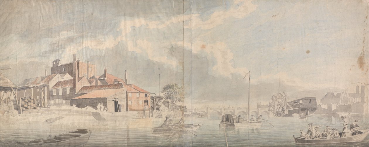 Uzakta Westminster Köprüsü ile Thames Rıhtımı by Samuel Scott
