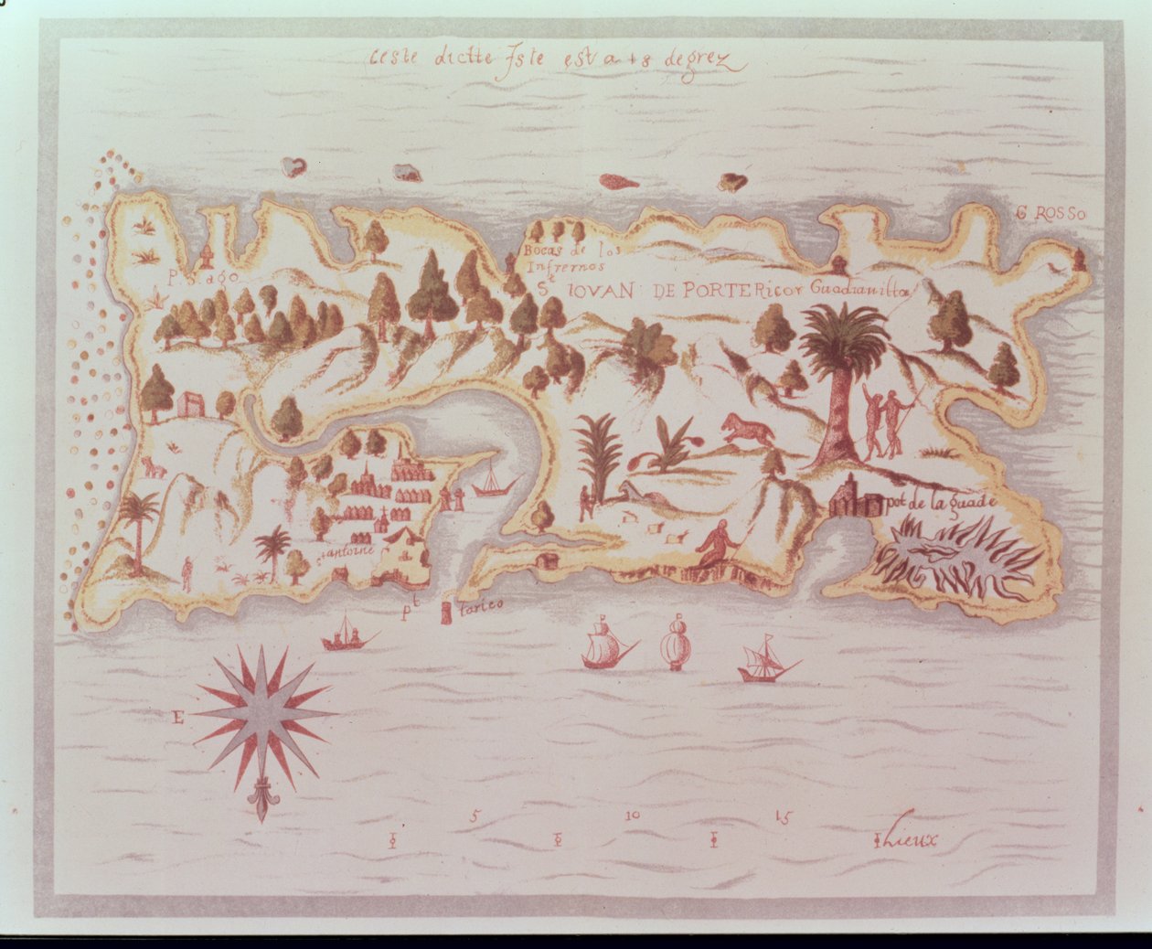 Porto Riko adasının haritası, 1599 by Samuel de Champlain