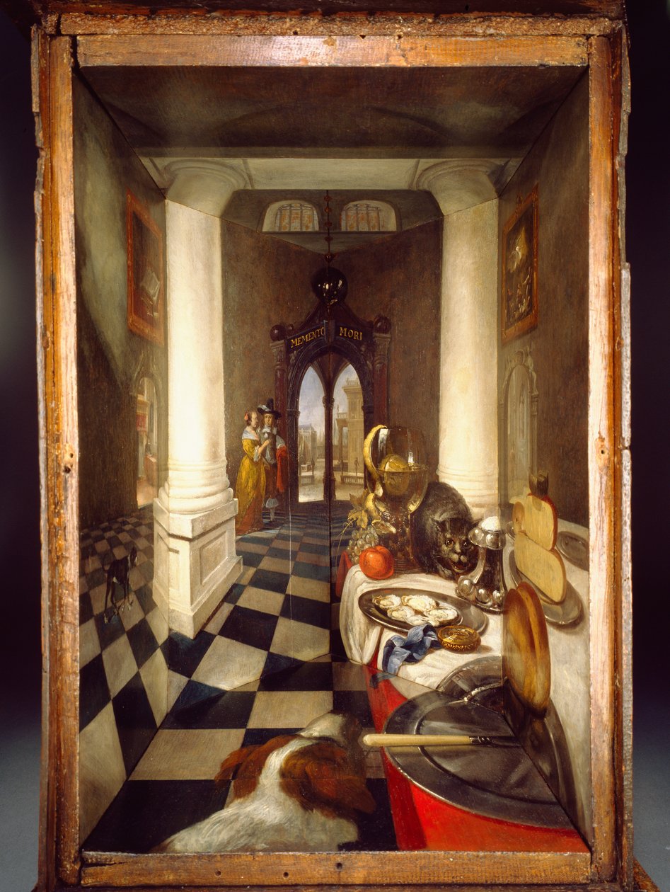 Hollanda İç Perspektif Kutusu, 1663 (yağlı boya, cam ayna ve ceviz) by Samuel van Hoogstraten