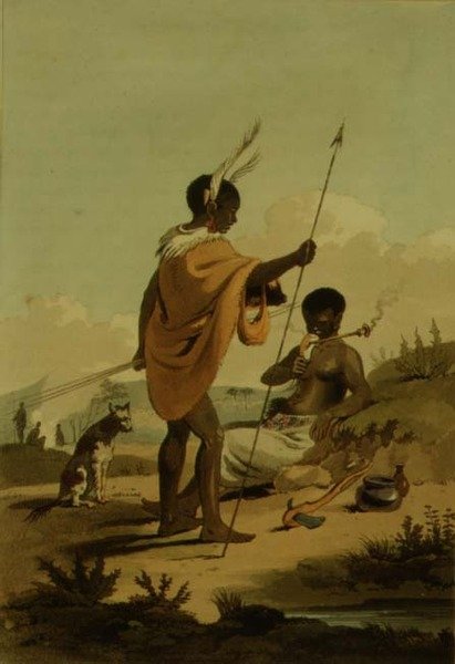 Bushooana Erkek ve Kadın, John Barrow (1764-1848) tarafından William Alexander (1767-1816) tarafından çizilen, Thomas Medland (1755-1823) 1806 (aquatint) tarafından kazınmış 