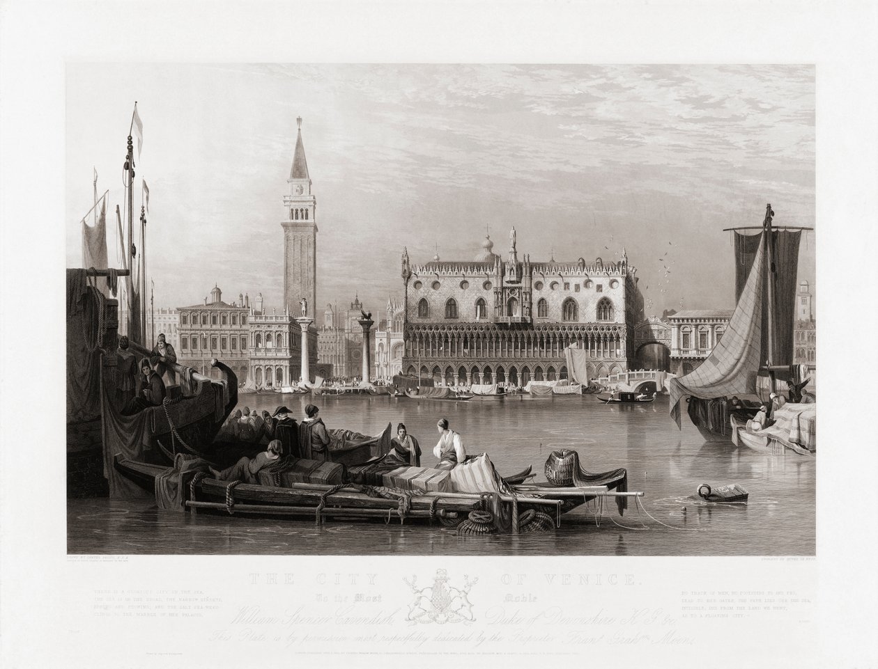 Doge Sarayı ve San Marco Meydanı, Venedik by Samuel (after) Prout