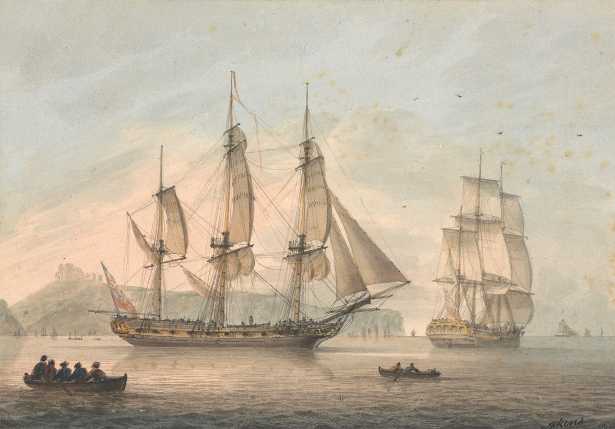 Dover'daki Line of Line Gemileri by Samuel Atkins