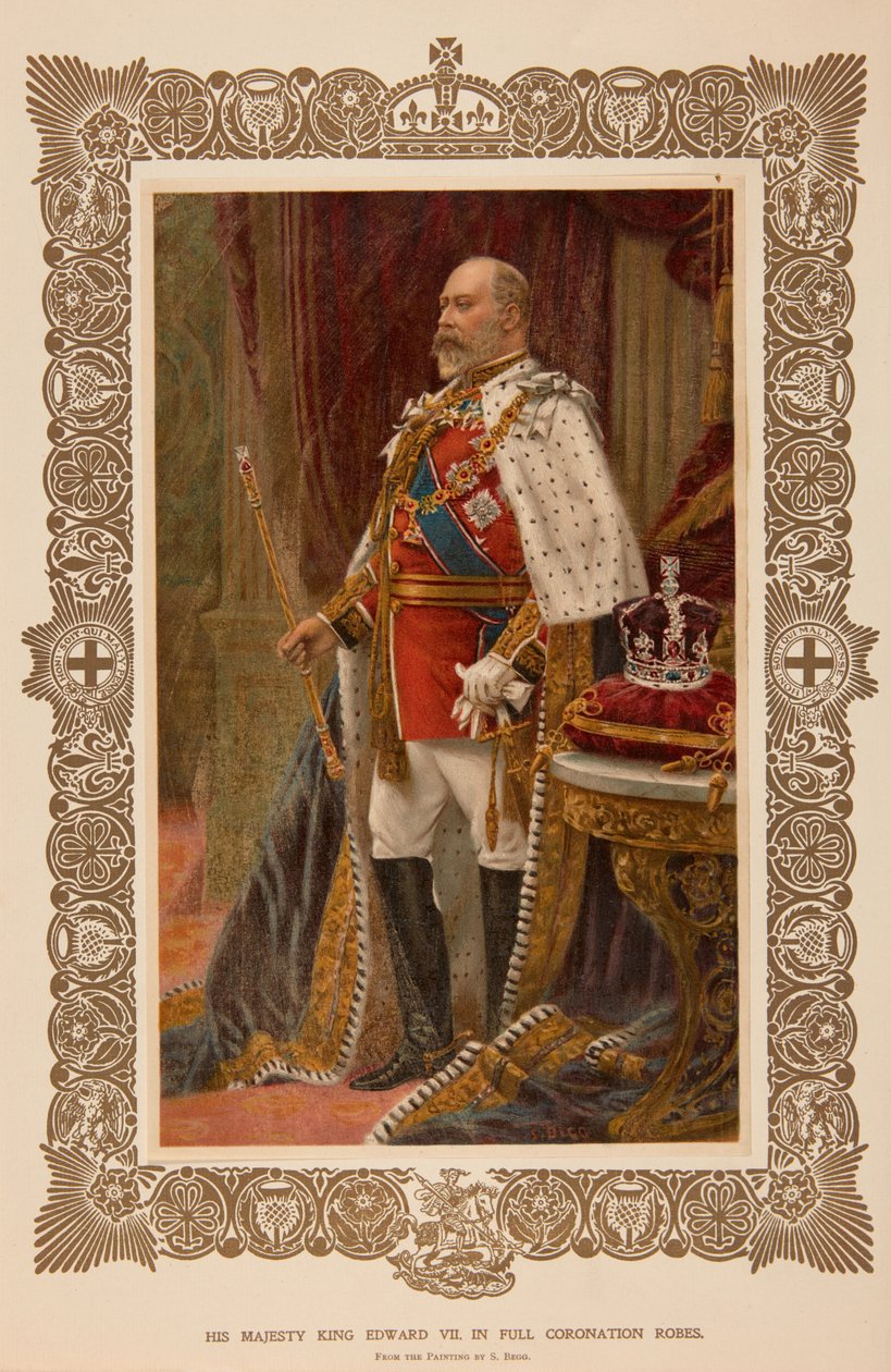 Kral VII. Edward taç giyme cübbesiyle by Samuel Begg