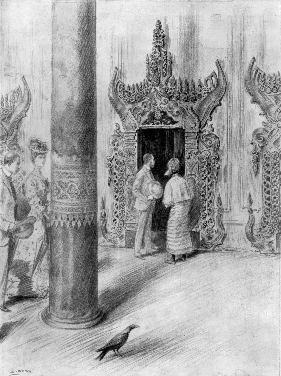 Galler Prensi ve Prensesi Kral Theebaws sarayında, Mandalay, Burma, 1906 by Samuel Begg