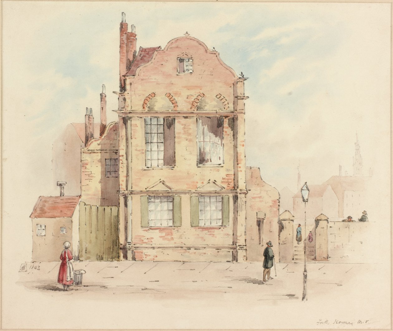 Forth House, Newcastle upon Tyne, 1843 (kağıt üzerinde kalem ve tuvalet) by Samuel Bilston