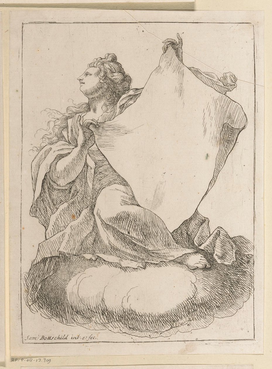 Elinde bir bez olan kadın Çeşitli tasarımlar (seri başlığı) Opera Varia Historica, Poetica & Iconologica (dizi adı) by Samuel Bottschild