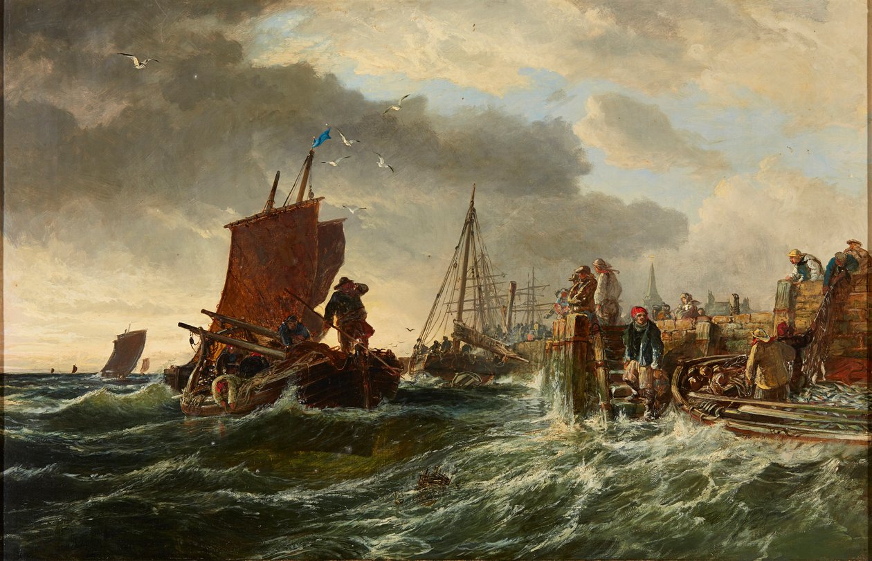 Gelen Fırtına, Newhaven Limanı (tuval üzerine yağlı boya.) by Samuel Bough