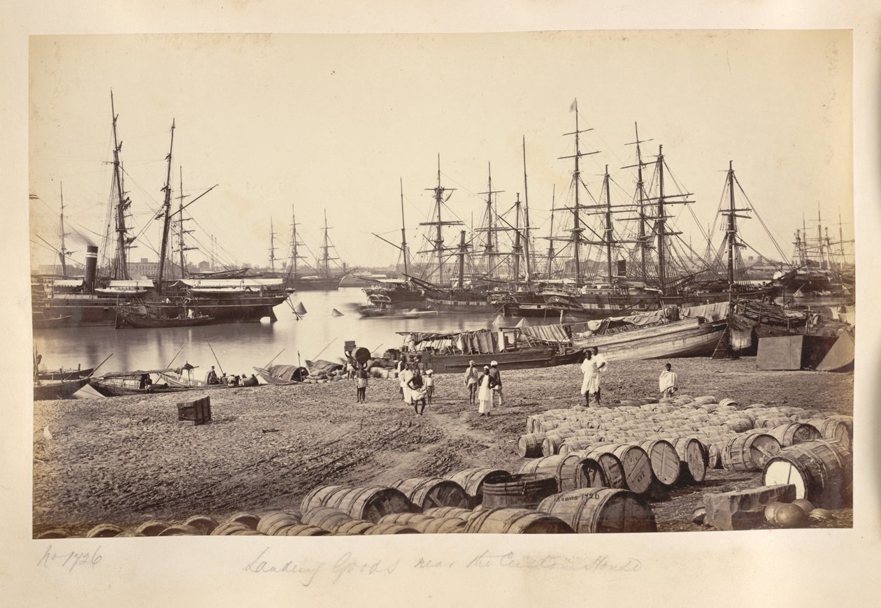 Gümrük Binası, Kalküta yakınındaki iniş malları by Samuel Bourne