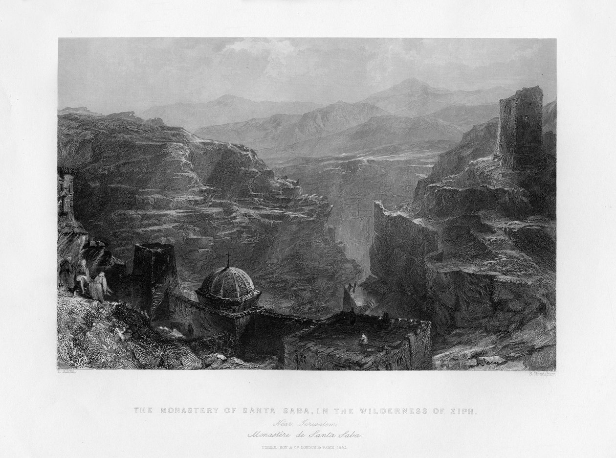 Santa Saba Mar Saba Manastırı, İsrail, 1841. by Samuel Bradshaw