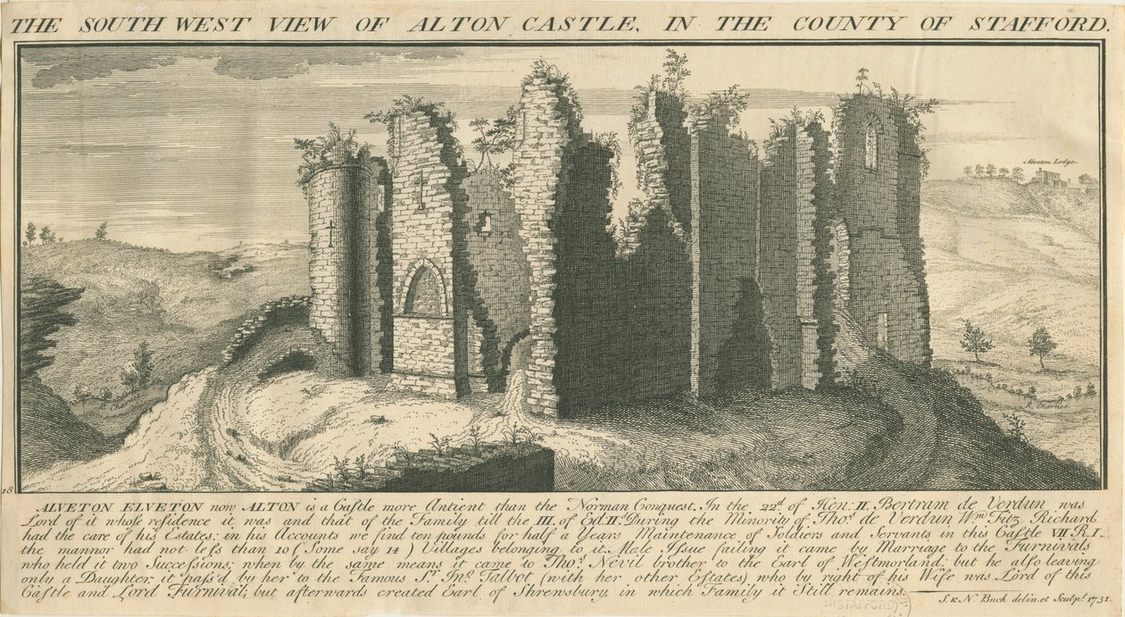 Alton Kalesi : gravür, 1731 by Samuel Buck