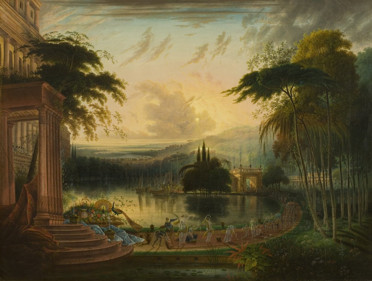 Sheba Kraliçesinin Gelişiyle Romantik Bir Manzara by Samuel Colman