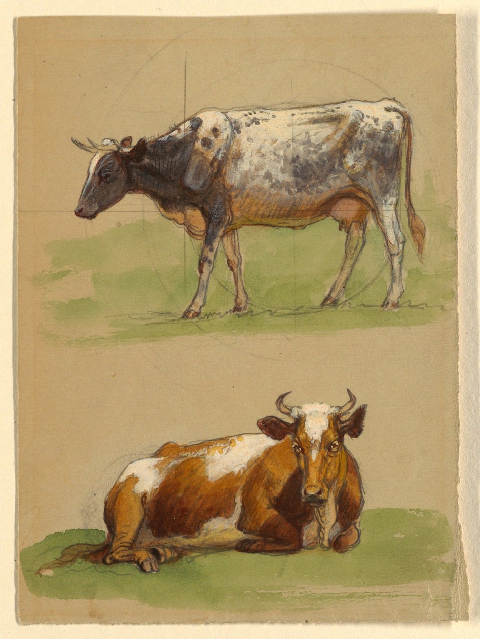 Sığır, Yürüyen İnek ve Çömelmiş İnek by Samuel Colman