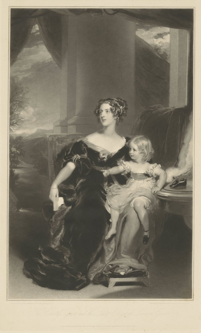 Harriet, Kontes Gower ve Kızının Portresi by Samuel Cousins