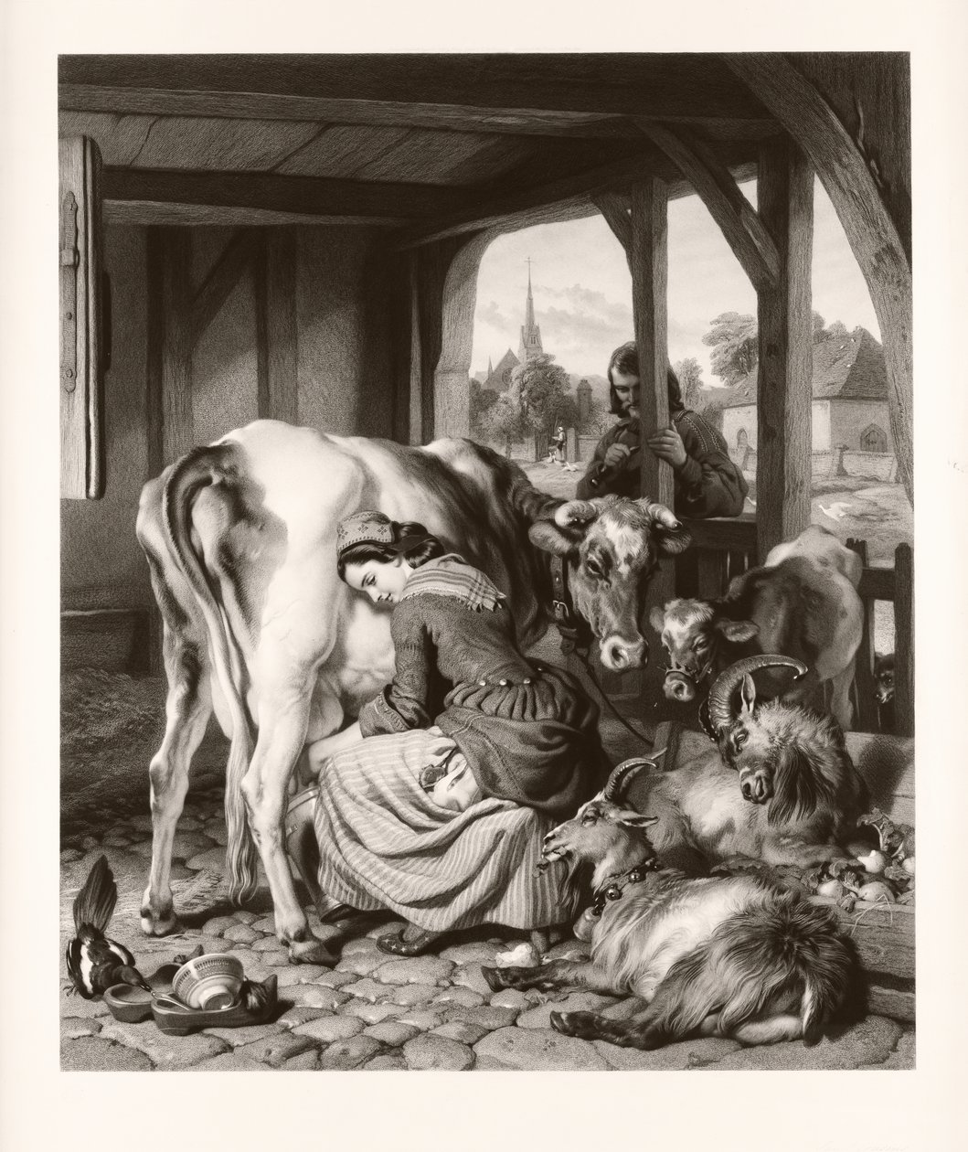 Hizmetçi ve Saksağan (mezzotint) by Samuel Cousins