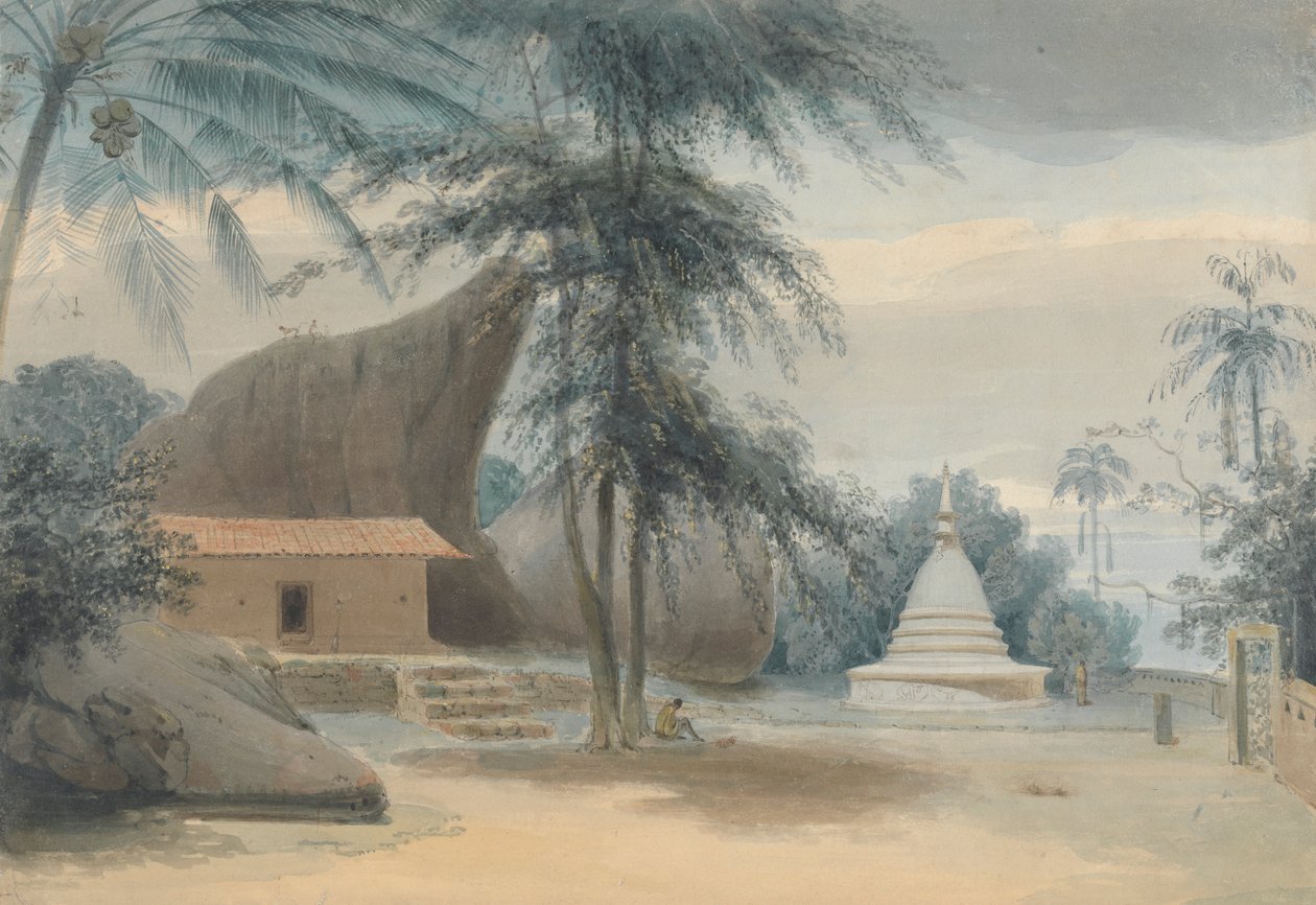 Galle ve Matura arasında bir Sahne, Galle'den yaklaşık Altı Mil by Samuel Daniell