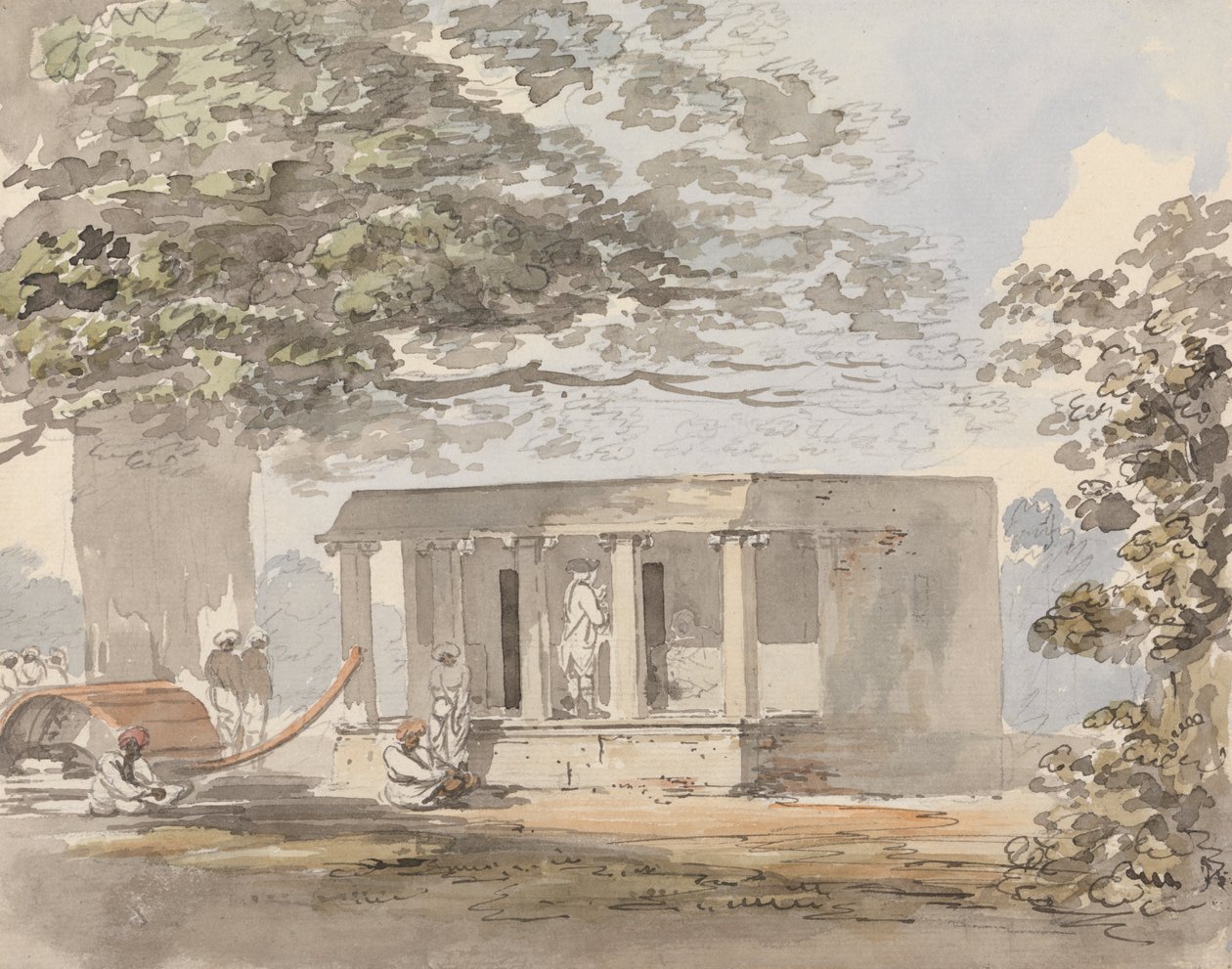 Hindistan'da Bir Bungalova Giren Avrupalı Bir Beyefendi by Samuel Davis