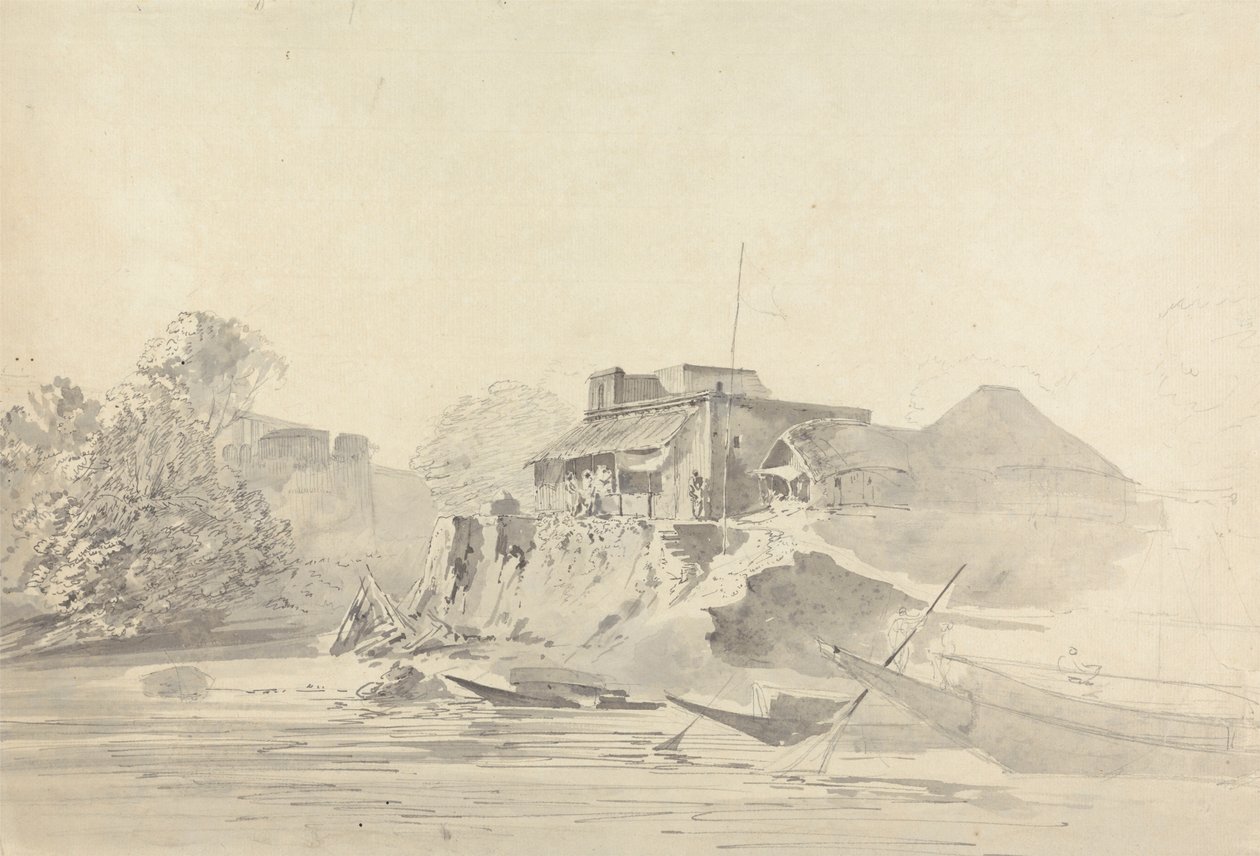 Yerel Binalarla Nehir Manzarası by Samuel Davis