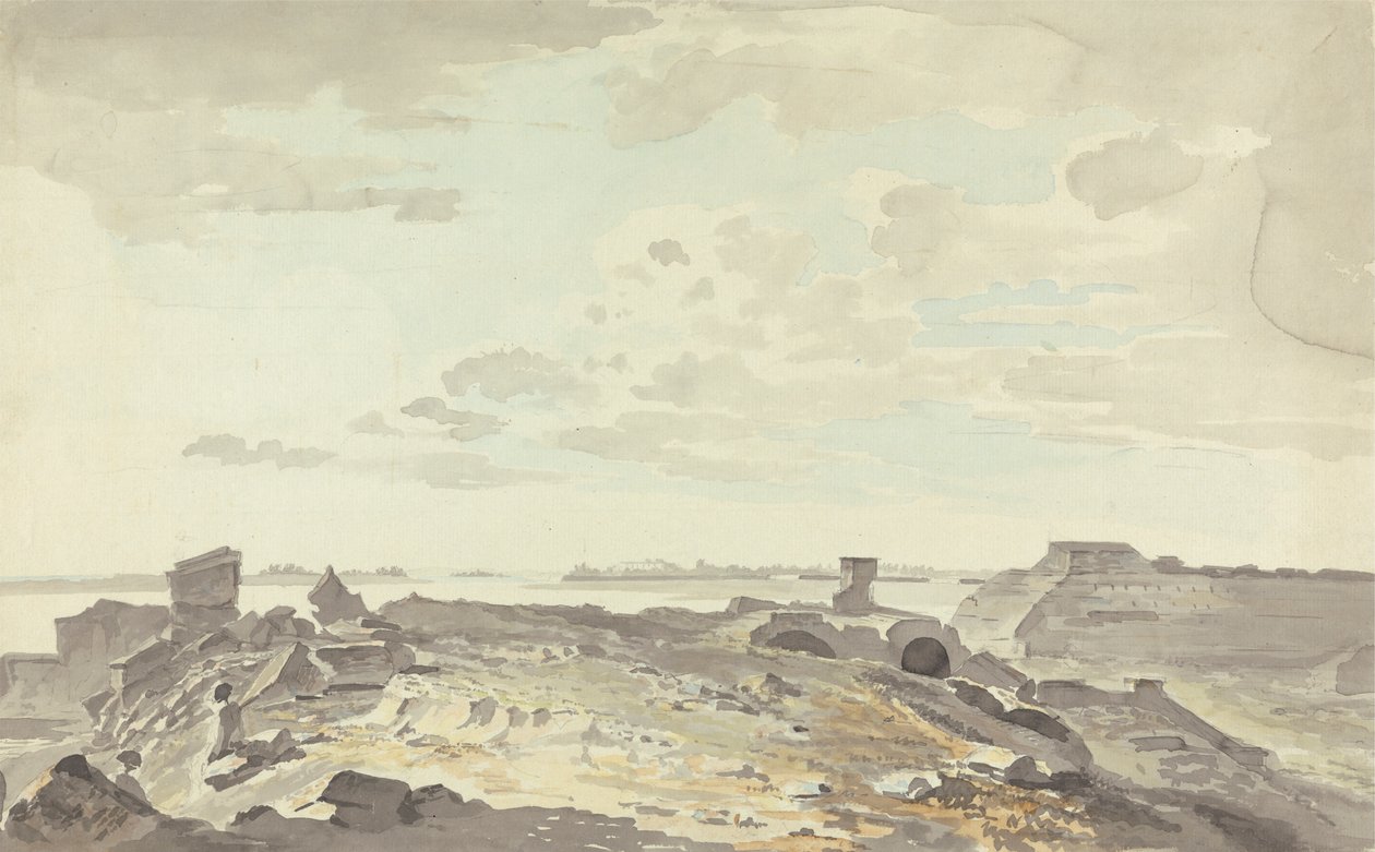 Bir Nehrin Üzerindeki Yıkık Kale by Samuel Davis