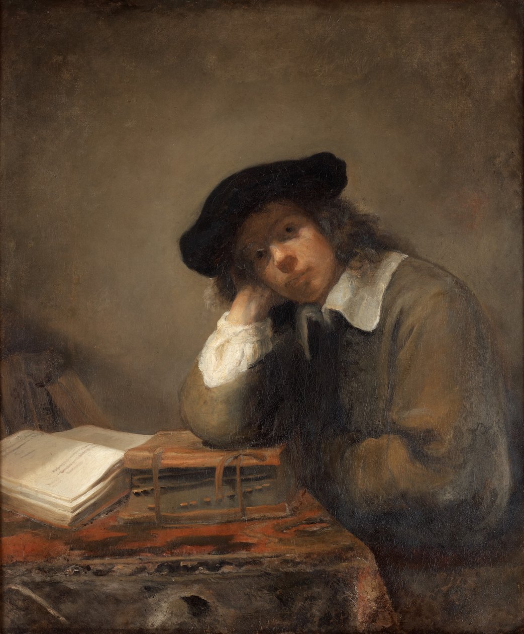 Okuyan bir gencin portresi Otoportre. by Samuel van Hoogstraten