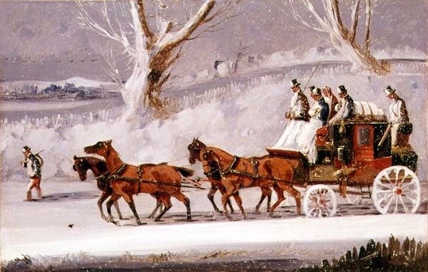 Kar Fırtınasında Kraliyet Postası (panelde yağ) by Samuel Henry Alken