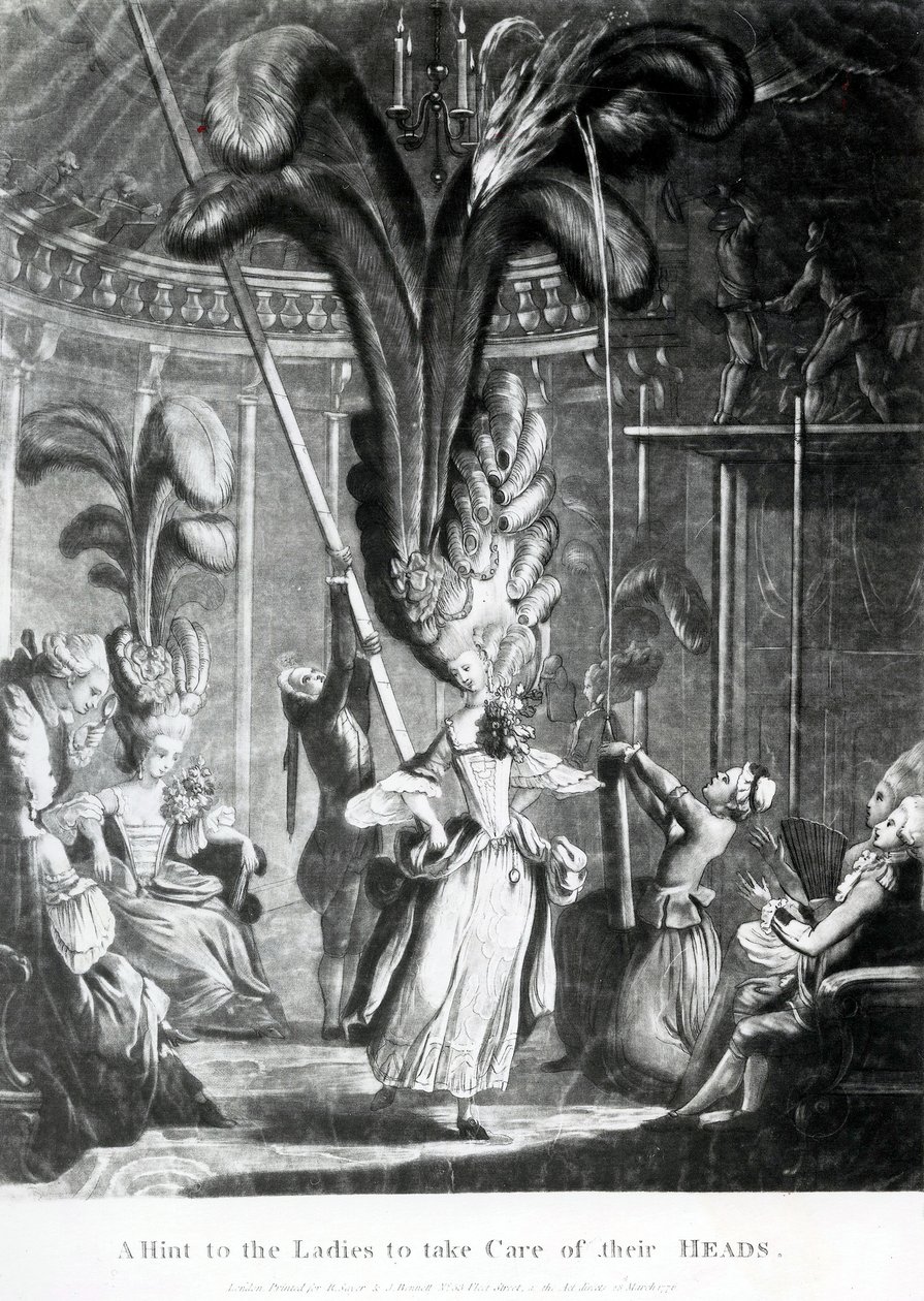 Sayer und Bennett (1774-1786), 1776 (mezzotint) tarafından yayınlanan Hanımlara Başlarına Bakmaları İçin Bir İpucu by Samuel Hieronymous Grimm