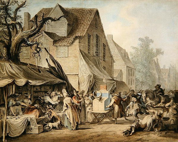 Bir Pazar Sahnesi (suluboya ve mürekkep yıkamalı kalem ve mürekkep) by Samuel Hieronymous Grimm