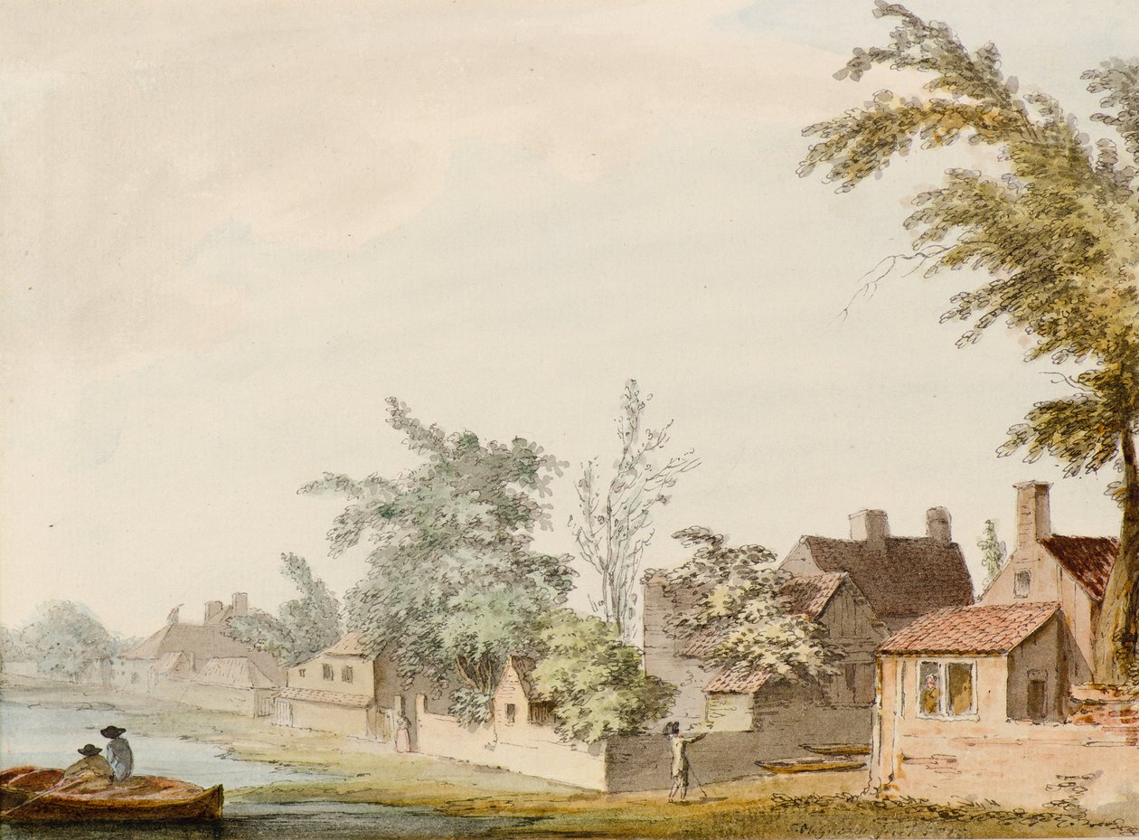 Göl kenarında bir köy by Samuel Hieronymous Grimm
