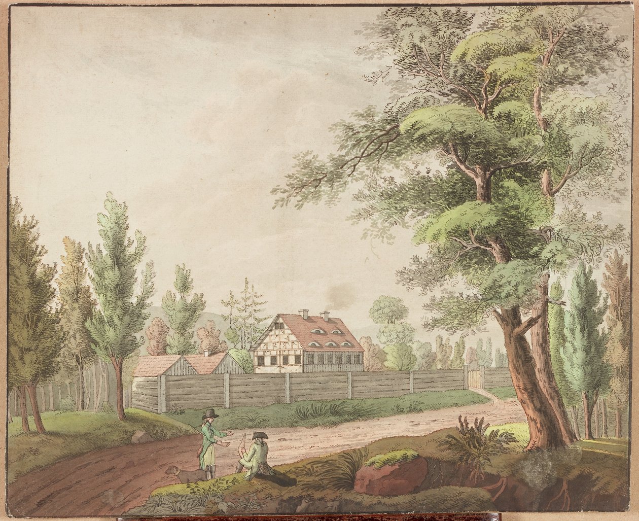 Manzara (kart üzerinde kalem ve mürekkep ve sulu boya) by Samuel Hieronymous Grimm