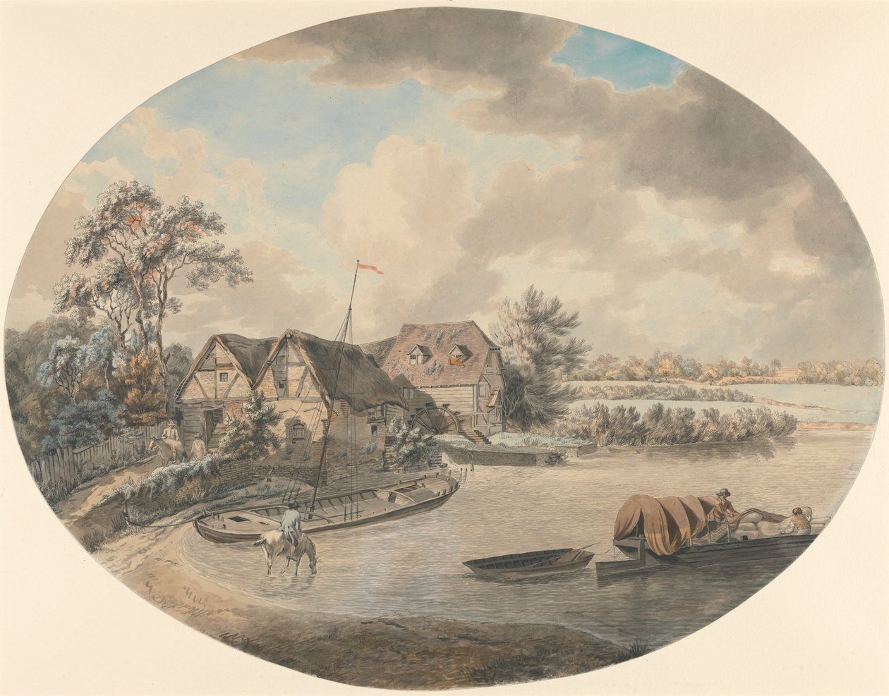 Avon'daki Değirmen, Pershore, Worcestershire by Samuel Hieronymus Grimm