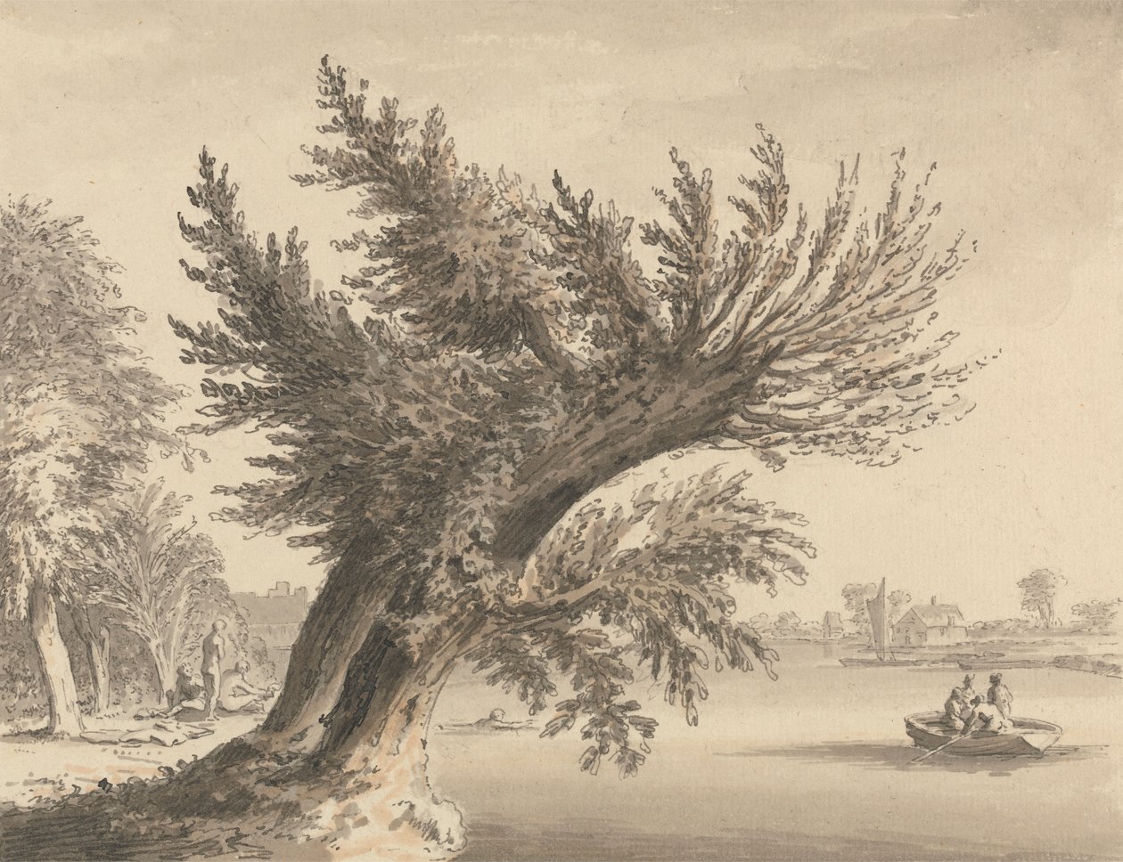 Barnes'daki Thames Nehri üzerinde by Samuel Hieronymus Grimm