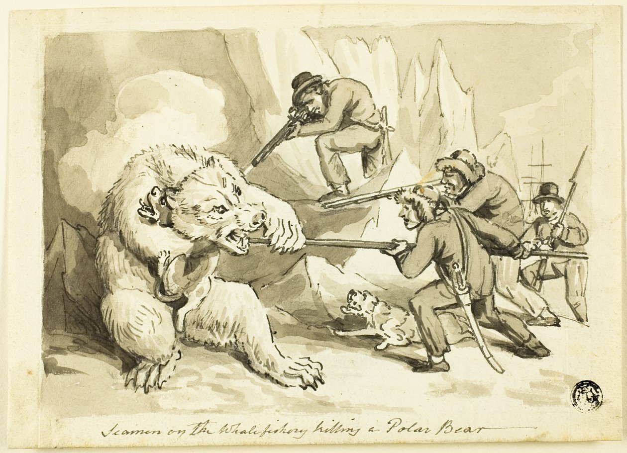 Balina Balıkçılığında Bir Kutup Ayısı Öldüren Denizciler (rekto); Kabuk (ters) by Samuel Howett