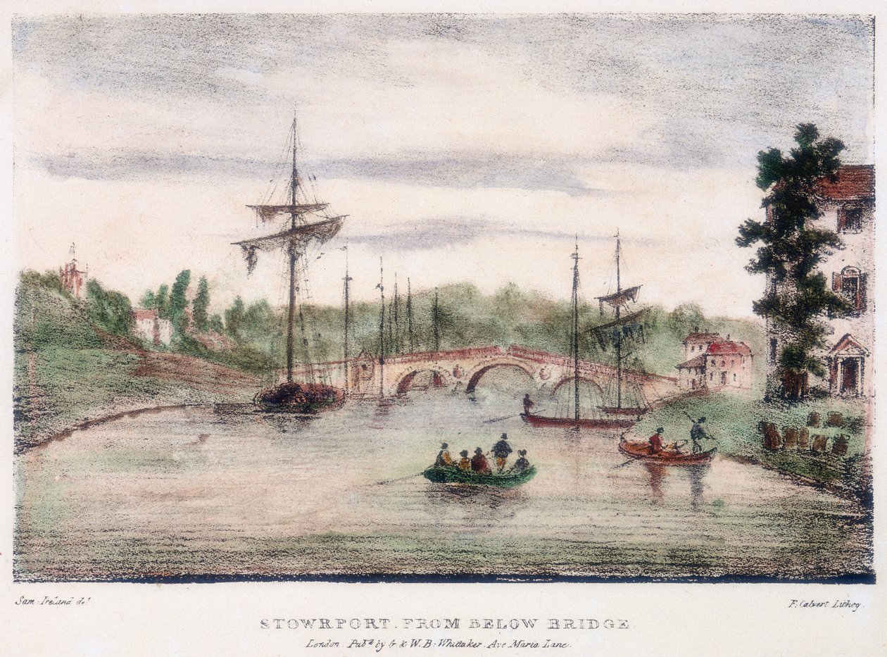 Stourport-on-Severn, Worcestershire, köprünün altından, c1795. by Samuel Ireland